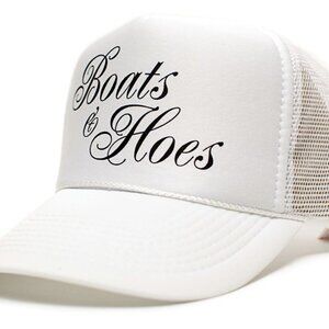 Boats N' Hoes Trucker Cap Hat Step Brothers Movie Rap Funny Will Ferrell White